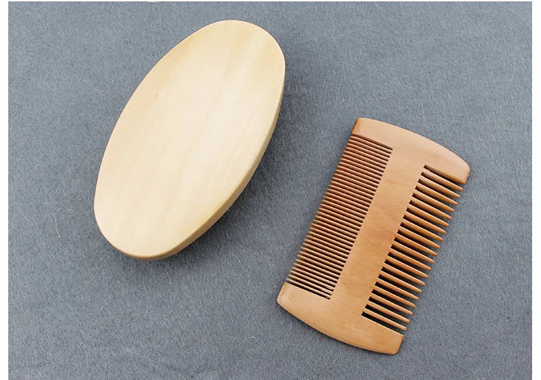 2pcs/set Boar Bristle Natural Beard Brush