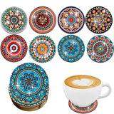8 Pieces/Set Mandala Patterned Wooden Anti-Slip Coasters
