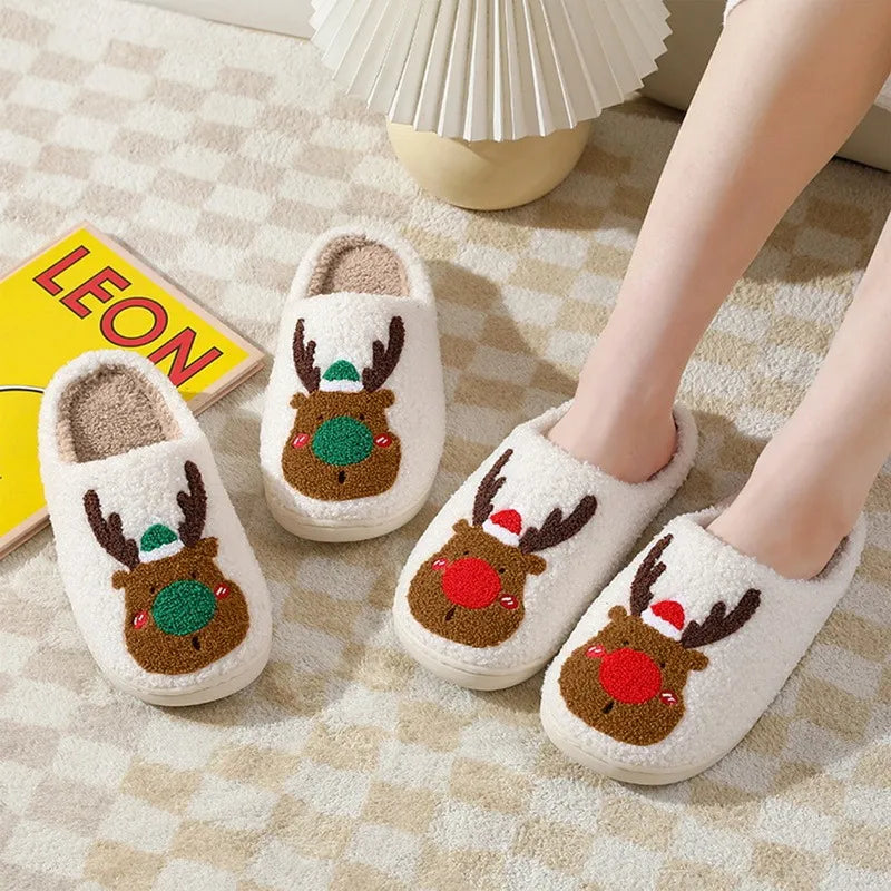 Women Or Men's Plush, Non-Slip Christmas Slippers.