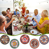 8 Pieces/Set Mandala Patterned Wooden Anti-Slip Coasters
