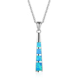 Opal Pendant 14K White Gold Plated Necklace