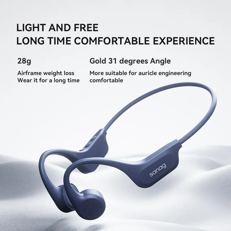 Sanag B60 Pro Bone Conduction Earphone, IPX8 Wireless Open Headset Bluetooth 5.3 Swimming 64GB MP3 Earbuds