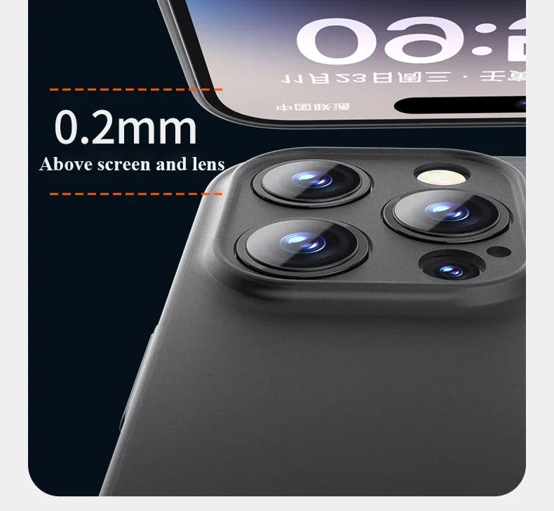 0.3mm Matte PP Hard Ultra Slim Phone Case For iPhone 17 16 15 14 Pro Max 16 Plus