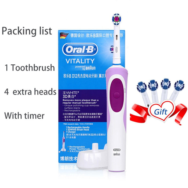 Oral B 3D Whiten Electric Adult Toothbrush With Gift Brush Heads.