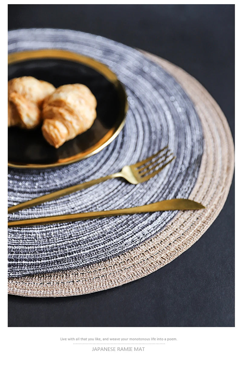 6pcs Round Woven Anti Slip Placemats Or Coasters
