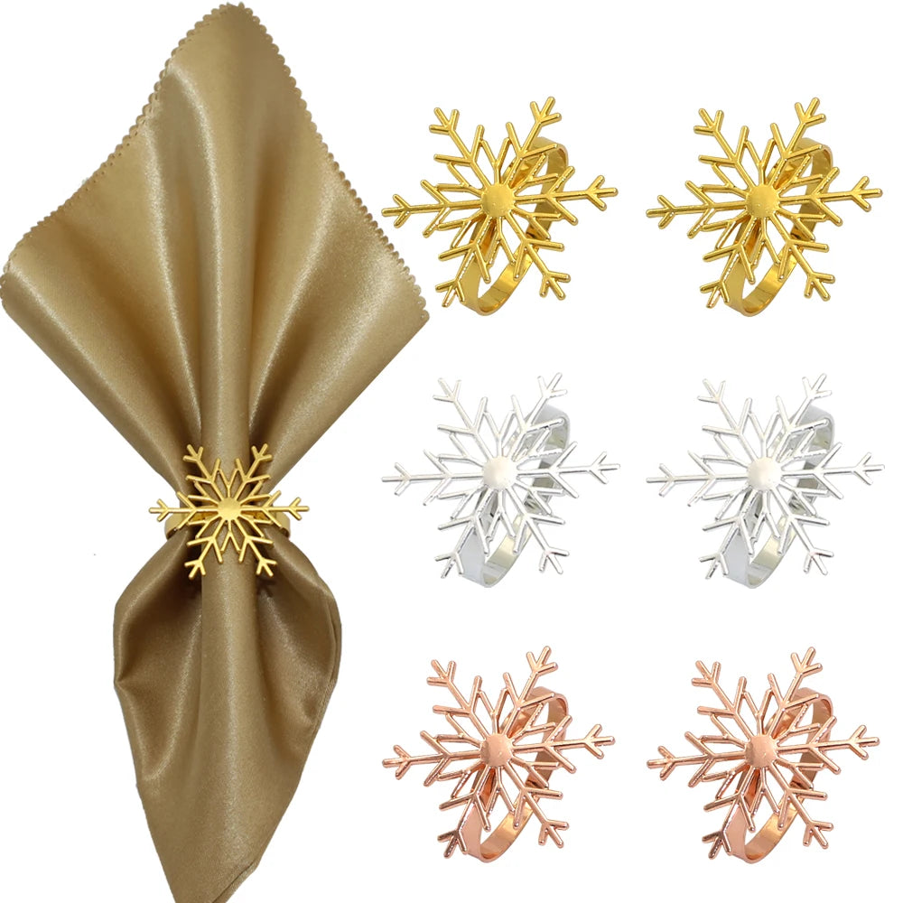 6Pcs Silver Or Gold Christmas Napkin Ring Holders