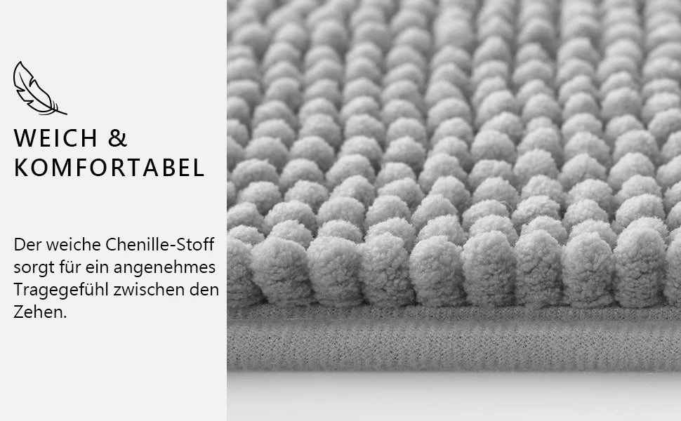 Kitinjoy Chenille Non-slip Washable Quick Drying Bath Mat