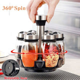 1 OR 7pcs Glass Spice Jars On Rotating Storage Holder.