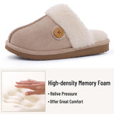 Evshine Women's Fur Plush Warm Slippers With Rubber Soles