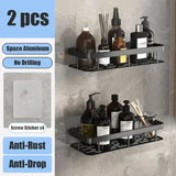 Metal Wall Mounted Bathroom/Kitchen Shelf With Adhesive Patch To Secure