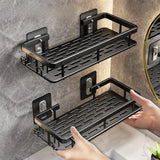Metal Wall Mounted Bathroom/Kitchen Shelf With Adhesive Patch To Secure