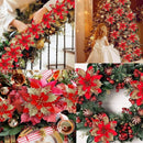 Christmas Artificial Silk Flowers with Clips for Xmas Tree Hanging Ornaments.