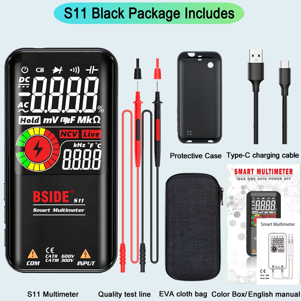 BSIDE Digital Multimeter S10 S11 S20 Smart DC AC Voltage Capacitor Ohm Diode NCV Hz EMF Tester Detector meter