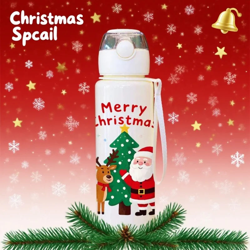 3D Printed 700ml Christmas Water Bottle With Plastic Water Cup