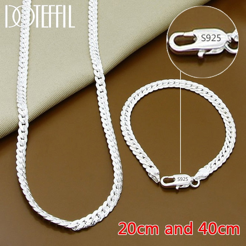 DOTEFFIL 925 Sterling Silver 8/16/18/20/22/24 Inch. 6mm bracelet chain.