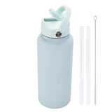 1L  Stainless Steel, Wide Mouthed, Thermos Water Bottle With Straw