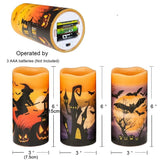 Set of 3 Real Wax Halloween Flameless Flickering LED/Battery Operated Candles.