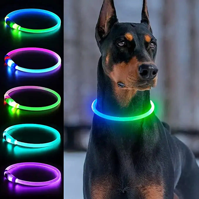 Led/USB Luminous PVC Waterproof Collar For Large Medium Or Small Pets