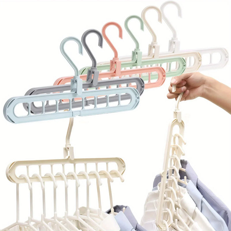 5pcs 9-hole wardrobe space-saving multifunctional storage rack