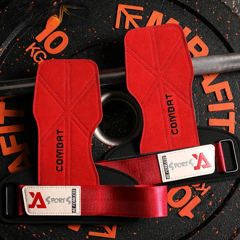 1 Pair 3-layers Cowhide Weight Lifting Grip Gloves