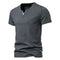 Men's Short Sleeve Henley Casual Cotton V Neck T-Shirt