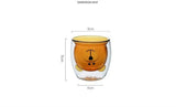 JUSTINLAU Creative Glass Double Wall Insulated Animal Mug
