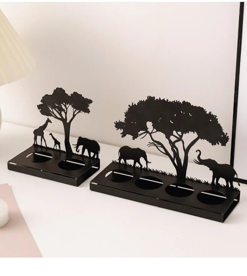 Metal Black Luminous Decoration Candle Holder
