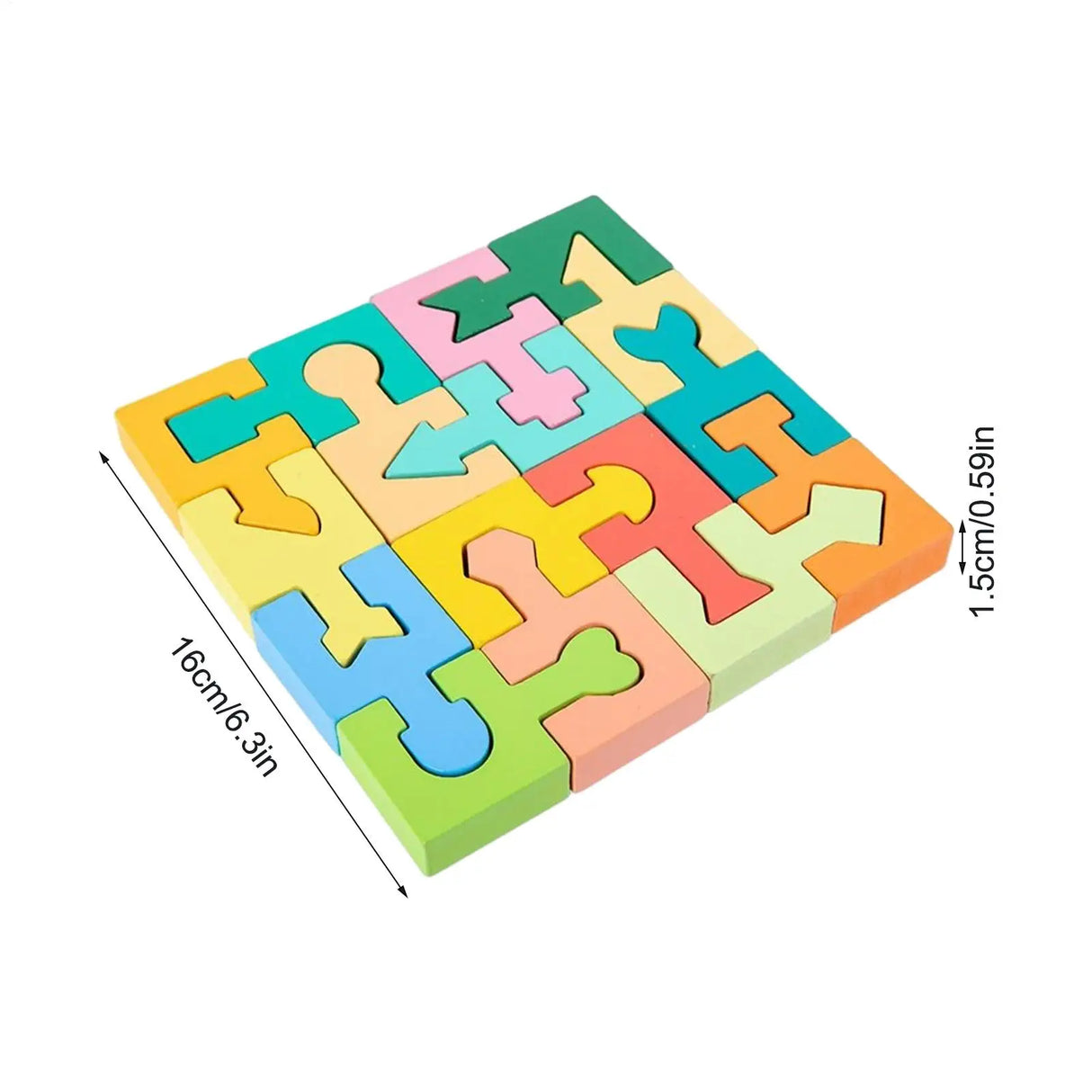 16 Pieces Wooden Jigsaw Puzzle for Boys Girls Ages 4-6