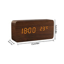 Wooden Digital Multi-Function LED Alarm Clock With Temp.