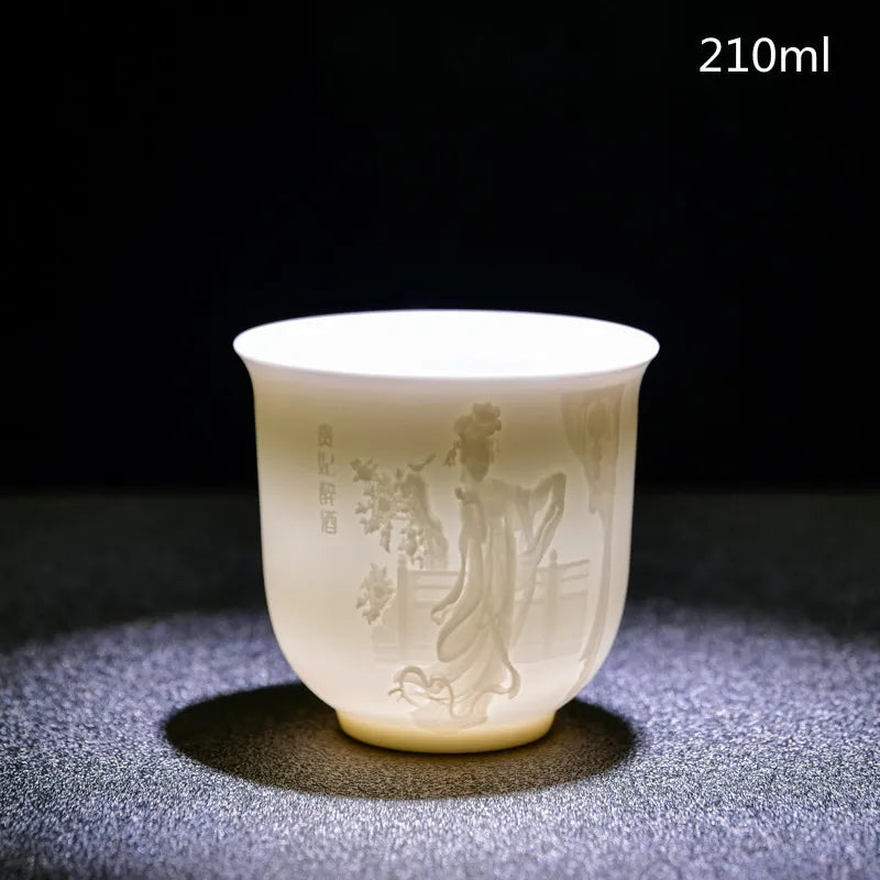 Chinese Three-dimensional White Porcelain Tea Cup