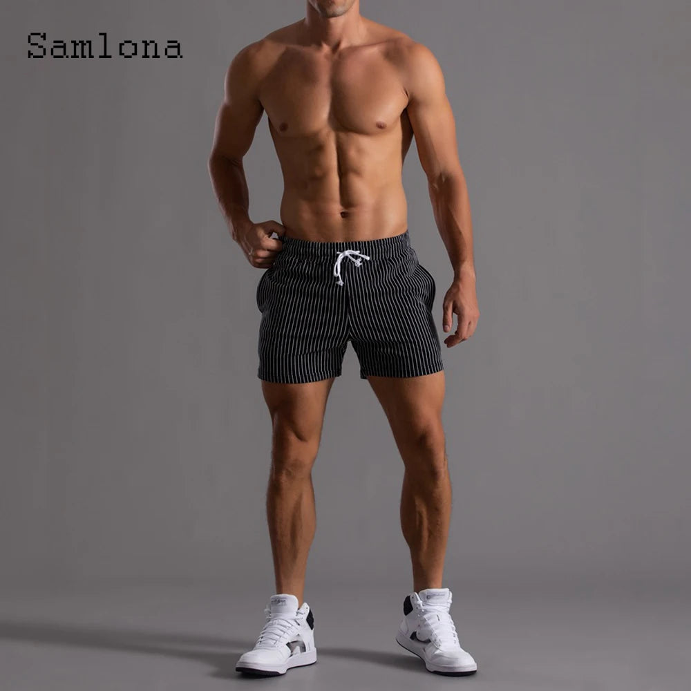 Men's Leisure Shorts With Lace Up And Pockets