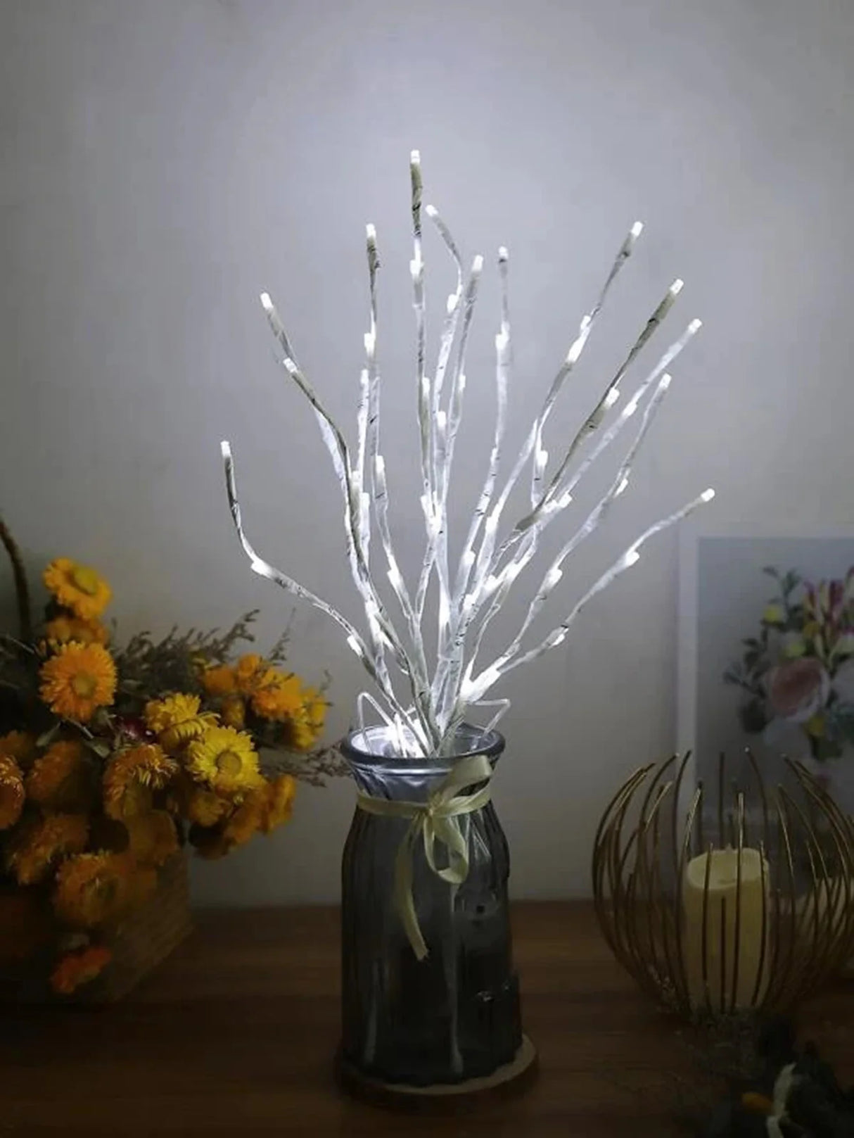 1 PC Battery Operated 20 LED  White Birch Branch Lights