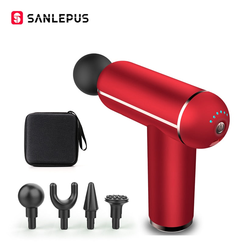 SANLEPUS Portable USB/ LCD deep tissue percussion massage gun for aching muscles.