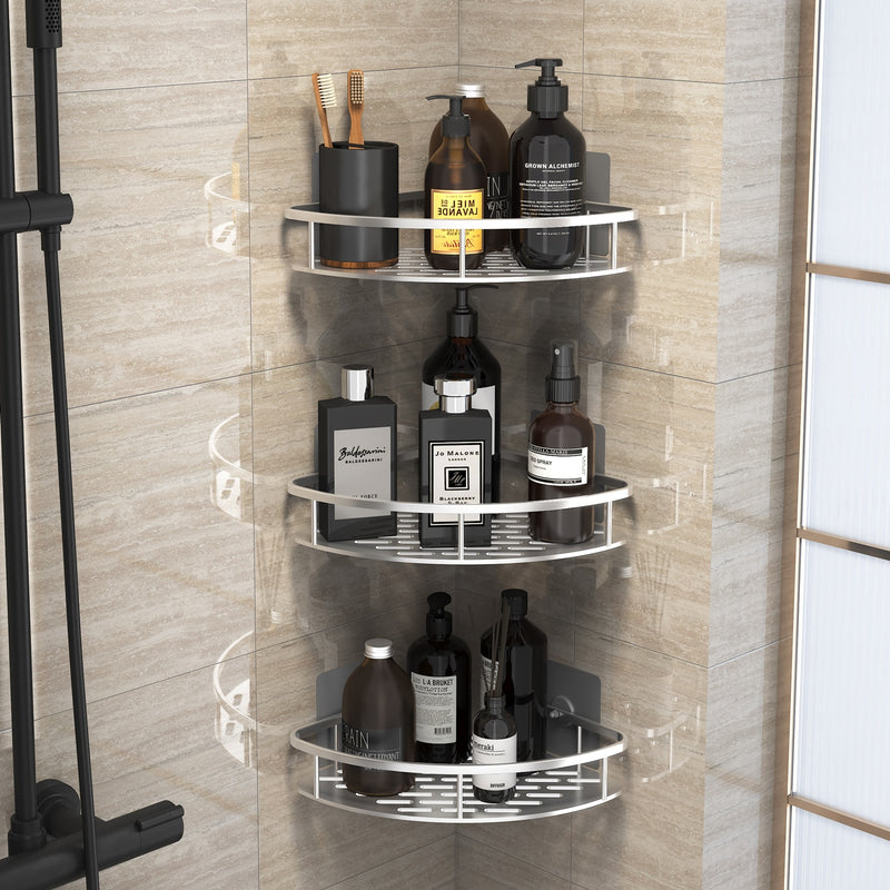 Adhesive Aluminum Storage Organizer For Bathroom Accessories.