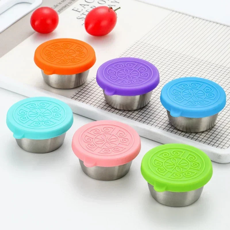 6 Pcs Set Leakproof Stainless Steel Containers With Silicone Stretch Lids