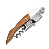 Professional Waiters Corkscrew With Wood Grip Beer Bottle Opener And Foil Cutter