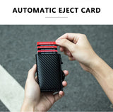 CASEKEY RFIF Leather Carbon Fiber Pop Up Credit Card Holder