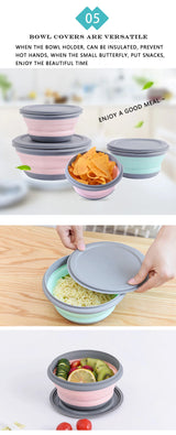 3 Pieces Silicone Folding Bowls with Lids