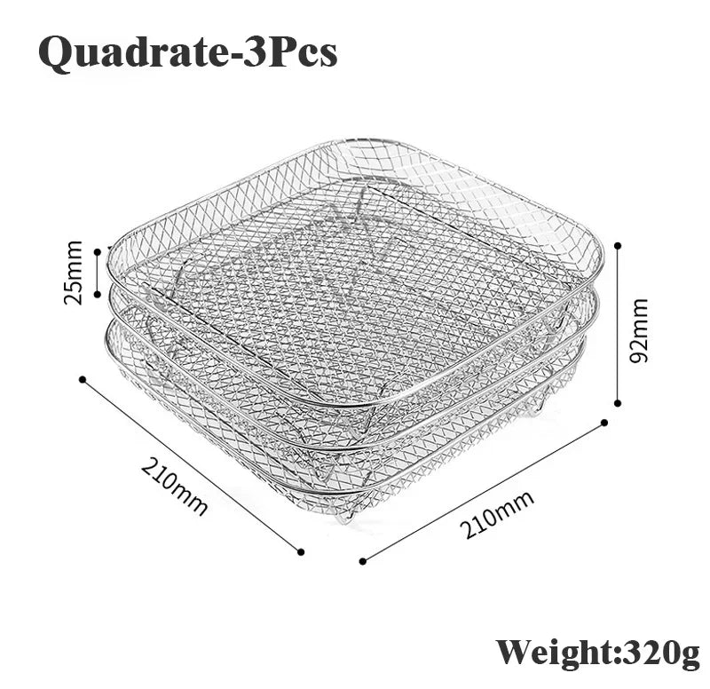 3-layer Stainless Steel Stackable Air Fryer Rack