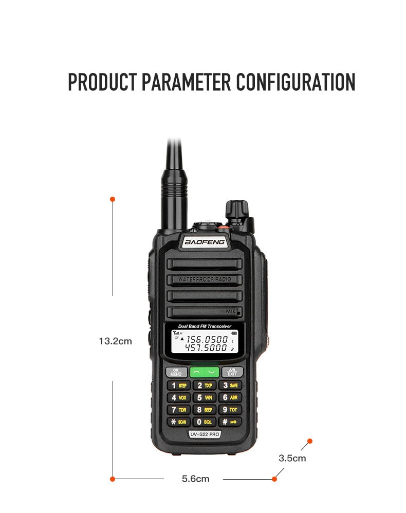 Baofeng UV S22 PRO V2 IP68 Walkie Talkie Dual Band 136-174/400-520MHz Ham Radio Upgraded Of UV9R UV5R Pro 50KM Range