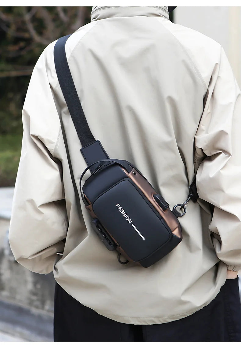 Men's Anti Theft USB Charging Crossbody Bag