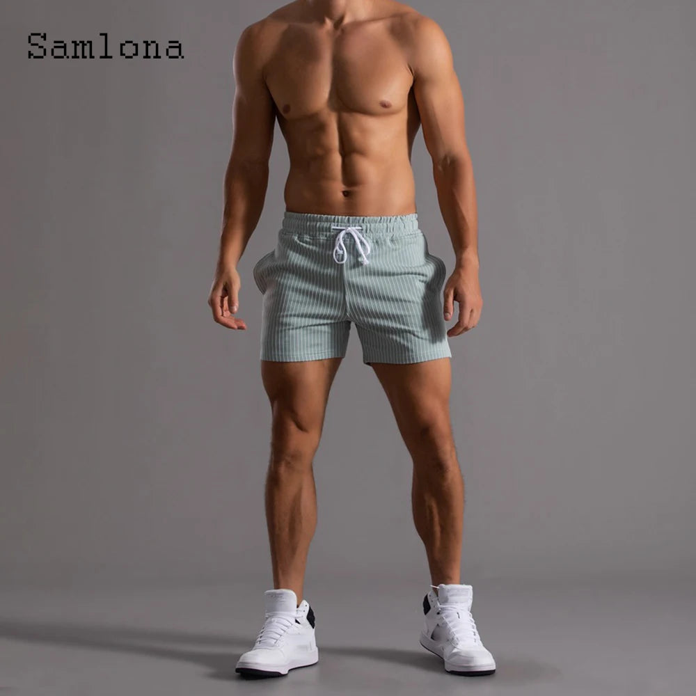 Men's Leisure Shorts With Lace Up And Pockets