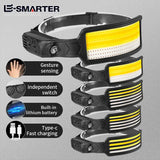 Motion Sensor COB LED USB Rechargeable Head Lamp with Built-in Battery