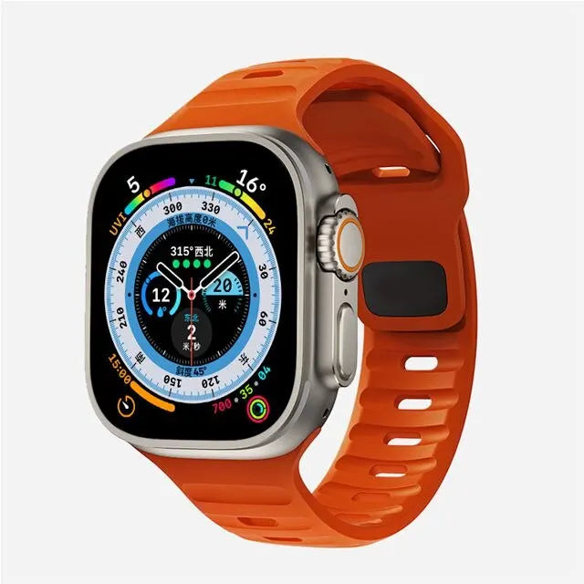 Silicone Straps For Apple Watch Band 9 8 7 6 SE 5 4 3 38mm 40mm 41mm 42mm 44mm 45mm Bracelet iWatch Series Ultra 3 2 1 Band 49mm