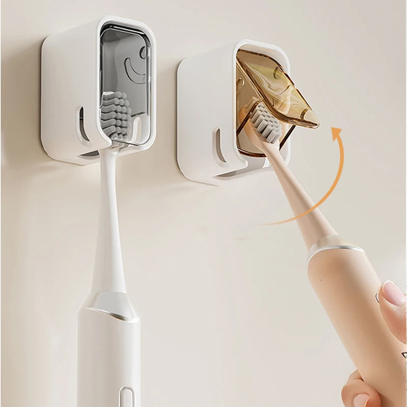 2PCS Flip-top Wall Mounted Toothbrush Rack