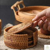 6Pcs Rattan Weave Drink Coasters