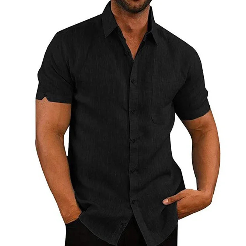 Men's Casual Short Sleeved Cotton Linen Shirts