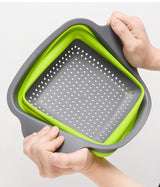 Foldable Square Vegetable Fruit Strainer Basket with Handle