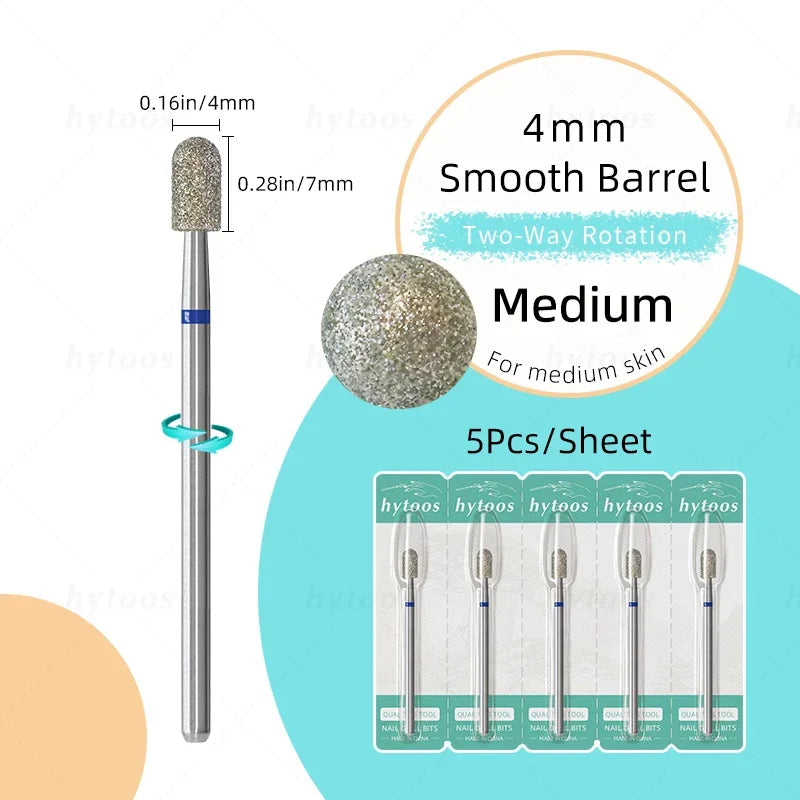 HYTOOS 5Pcs/Set Diamond Nail Drill Bits To Clean Cuticles And Nails