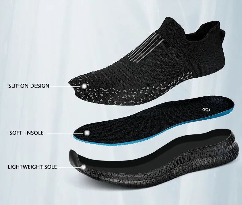 Men's Breathable Slip On Walking Sneakers.